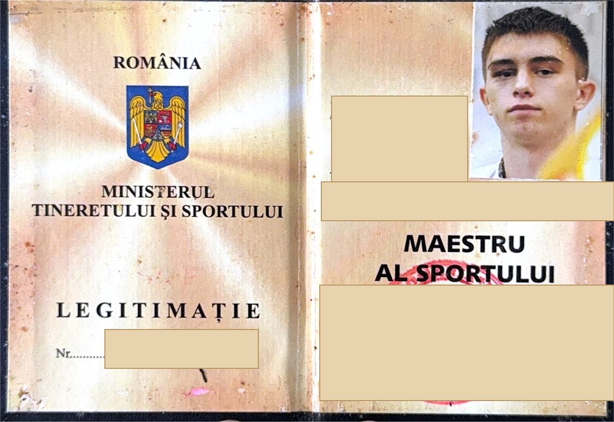 Legitimație redactată Maestru al Sportului pentru Robert Jitaru